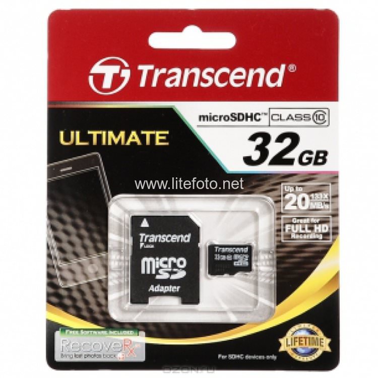 Карта памяти Transcend 32GB microSD Class 10 c адаптером