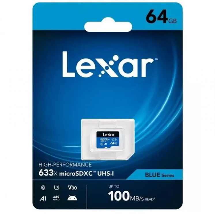 Карта памяти Lexar microSDXC 64Gb UHS-I U1 V10 100MB/s