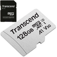 Карта памяти Transcend microSDXC 128 ГБ Class 10, V30, A1, UHS-I U3, с адаптером SD